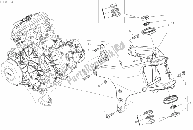 All parts for the Frame of the Ducati Superbike Panigale V4 Speciale USA 1100 2018